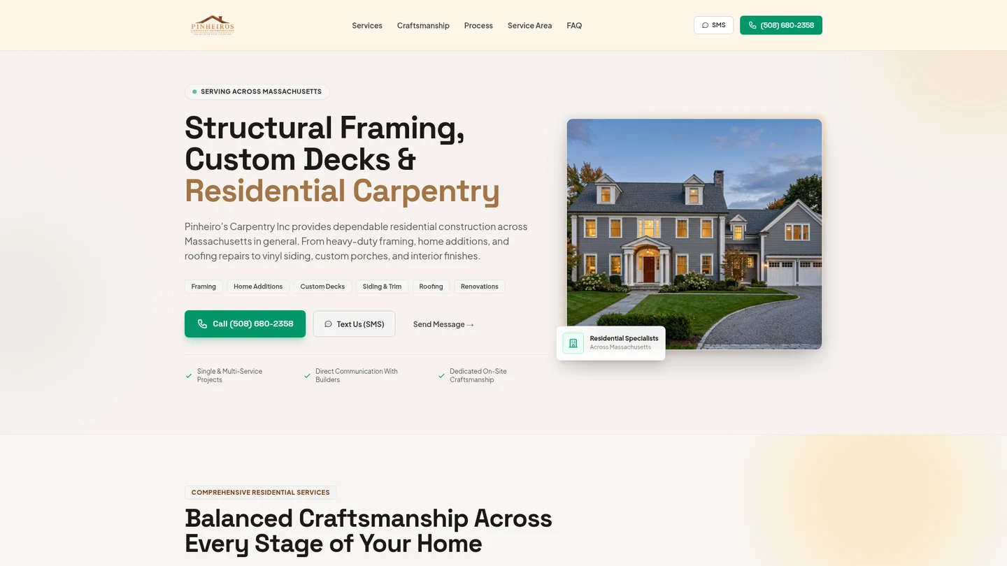 Prévia do site Pinheiro's Carpentry